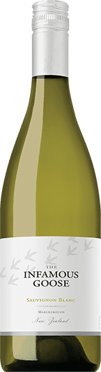 White wine bottle of Infamous Goose Sauvignon Blanc from Marlborough New Zealand