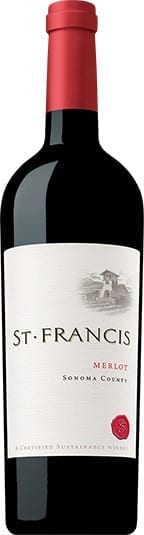St. Francis Merlot red wine bottle from Sonoma County California