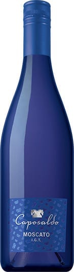 Caposaldo Moscato wine blue bottle from Lombardy Italy