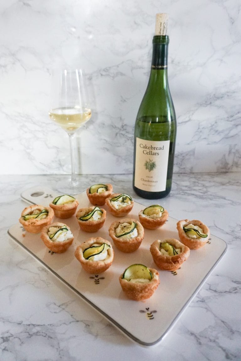 Cakebread Chardonnay and Zucchini Goat Cheese Tartlets