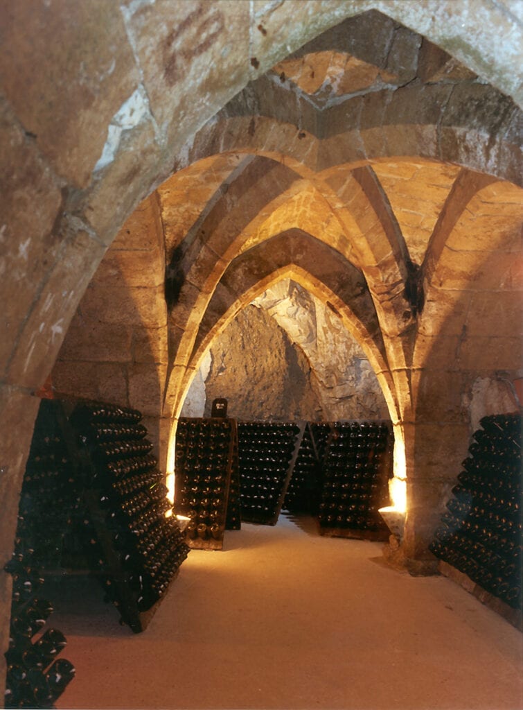 Champagne Taittinger cellars, carved into chalk underground