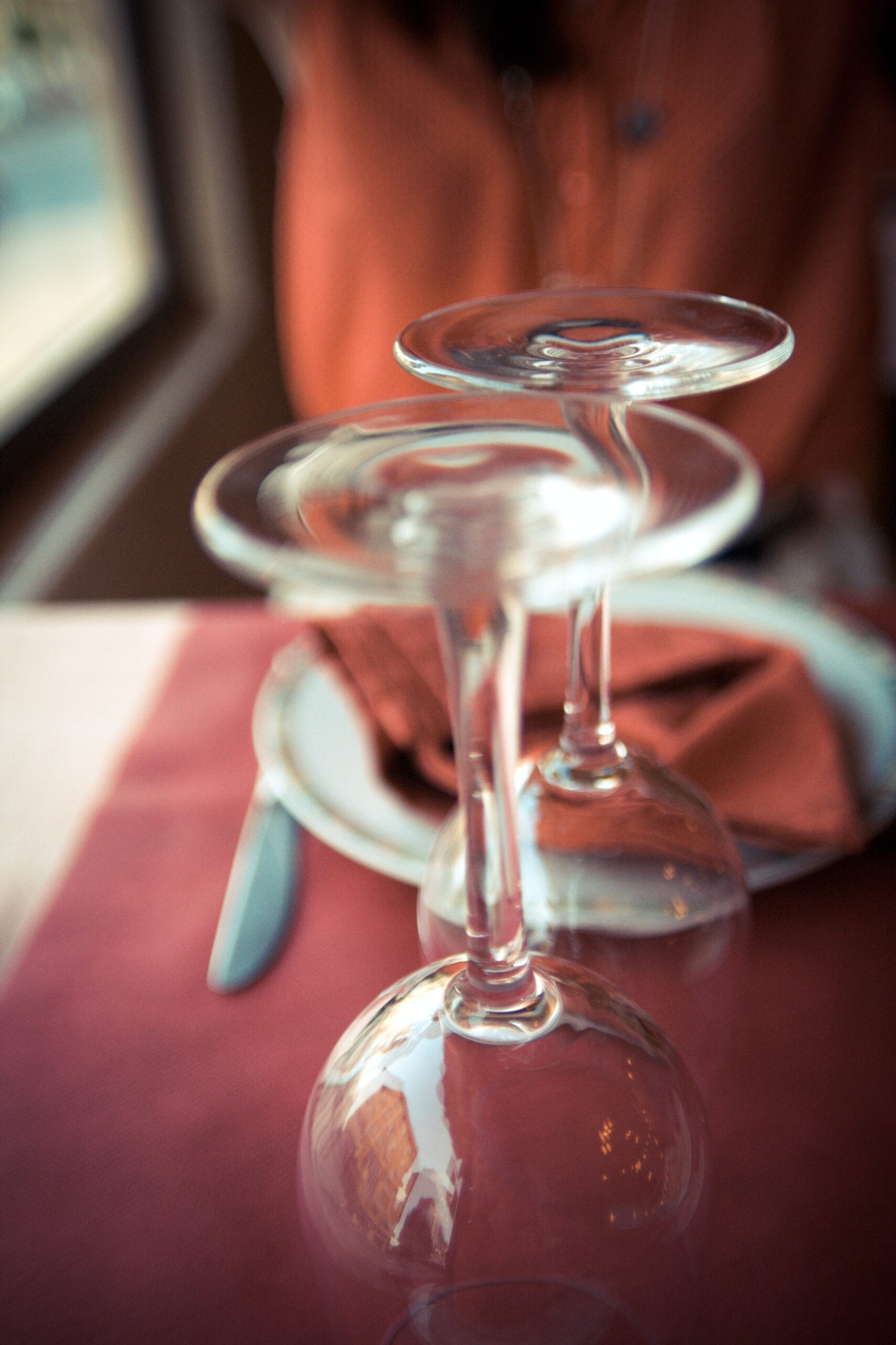 Wine glasses at restaurant