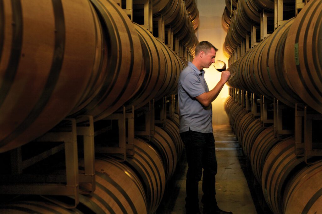 T.J. Evans, Winemaker in the Barrel Room