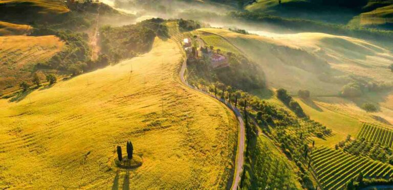Tuscan landscape from above