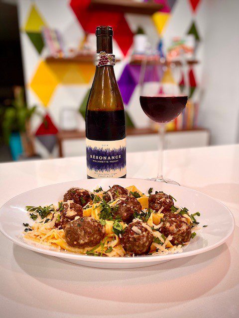 Pappardelle and Swedish Meatballs with Resonance wine 2