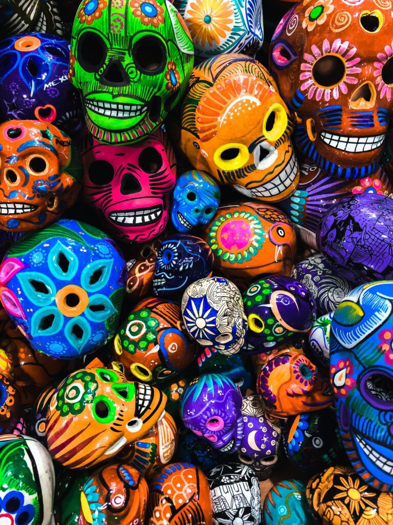 Day of the Dead Colorful skull statues
