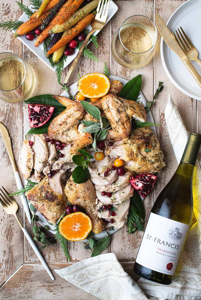 Spatchcock chicken with St. Francis Chardonnay