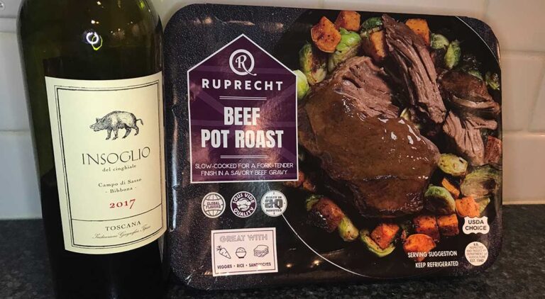 Costco Ruprecht Pot Roast with Insoglio red wine bottle from Italy