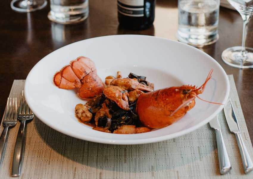 wine and seafood - lobster and wine