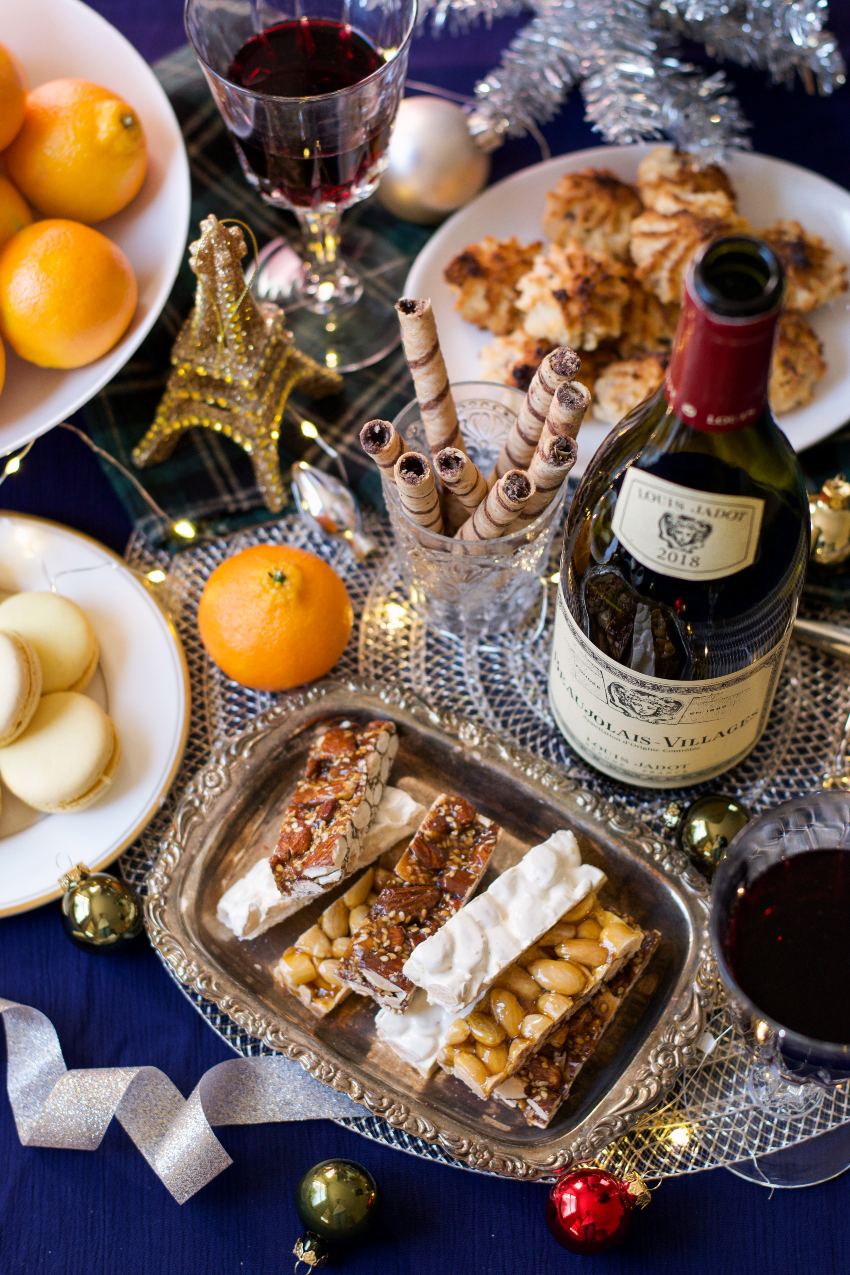Holiday sweets with red wine