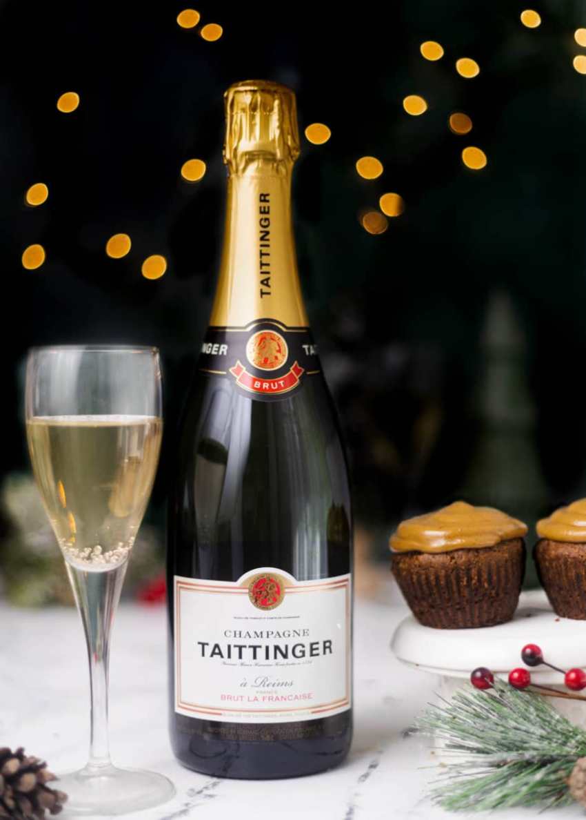 Small-batch gingerbread cupcakes with Taittinger champagne 