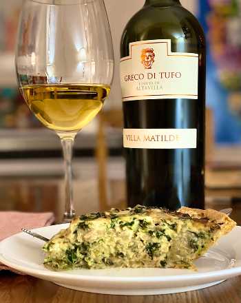 Somerset cheddar quiche with Greco di Tufo wine