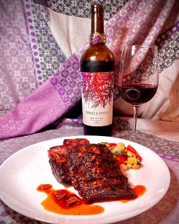 Rebellious Red Blend Wine and Skirt Steak