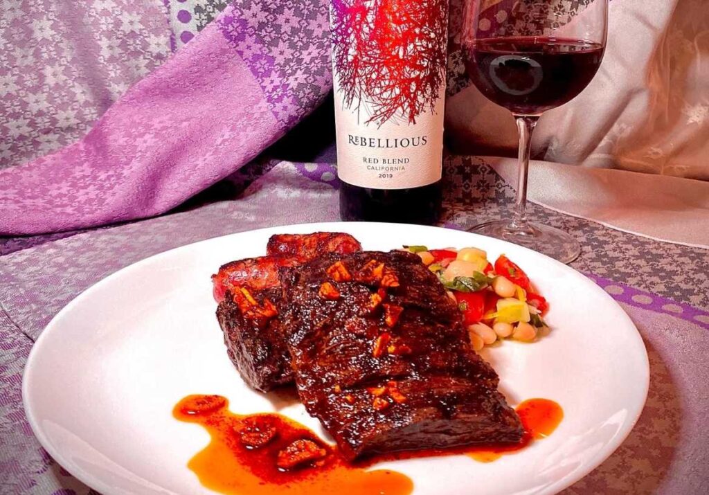 Rebellious Red Blend Wine with Skirt Steak