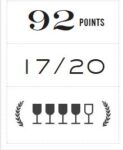 Wine critic score of 92 points, 17 out of 20, and 4 out of 5 glasses
